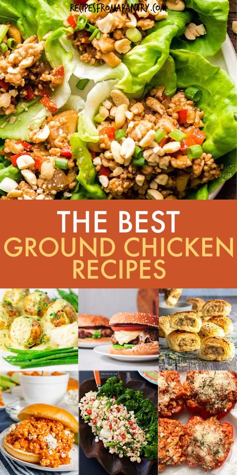 This collection of 21 delicious ground chicken recipes for dinner will satisfy your taste buds & add some variety to your meal rotation. Ground chicken is a lean healthy protein that can be used in a variety of dishes, like burgers, chicken meatballs, chicken casseroles, soups & more. Whether you're looking for something quick & easy for a weeknight dinner or more elaborate dish to impress your guests, you are covered. Click through the get the awesome ground #chicken recipes!! #groundchicken Ground Chicken Recipes Bariatric, Recipes Using Ground Chicken Healthy, Ground Chicken Crockpot Recipes Healthy, Ww Recipes With Ground Chicken, Salad With Ground Chicken, Ground Chicken Meal Prep Recipes, Ground Chicken Low Calorie Recipes, Low Cal Ground Chicken Recipes, Cooked Ground Chicken Recipes