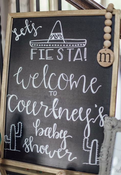 Taco Chalkboard Sign, Fiesta Signs Diy, Fiesta Chalkboard Sign, Fiesta Sign, Three Esta, Fiesta Wedding Shower, Baby Shower Chalkboard, Fiesta Bridal Shower, Boys 1st Birthday Party Ideas