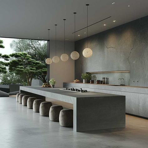 Explore Japanese Minimalist Nice Kitchen Designs for Streamlined Elegance • 333+ Art Images Japanese Modern Kitchen Design, Kitchen Single Wall With Island, Dream Modern Kitchen, Microcement Kitchen Island, Minimalist Island Kitchen, Modern Minimal Kitchen Design, Morden Kitchen Ideas, Japanese Modern Kitchen, Hotel Room Kitchen