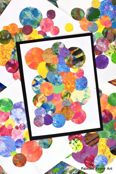 Art Starter Activities, Kolaj Art Ideas For Kids, Playroom Activities, Painted Paper Art, Mini Masterpieces, Circle Collage, Artist Study, Experimental Design, Auction Projects