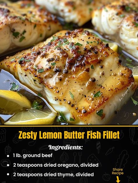 Lemon Butter Fish, Butter Fish, Fish Fillets, Mediterranean Kitchen, Fish Recipe, White Fish, Lemon Butter, Family Cooking, Fish Fillet