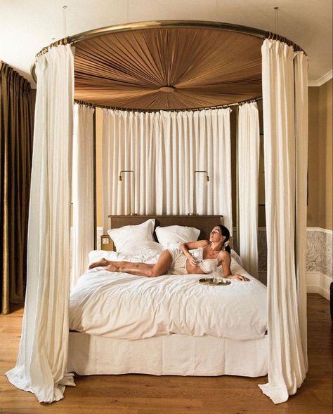 Modern Bed Canopy, Unique Canopy Bed, Canopy Headboard, Canopy Bed Modern, Beds With Drapes, Round Canopy Bed, Luxury Canopy Bed, Diy Canopy Bed For Adults Romantic Bedroom Ideas, King Canopy Bed Master Bedrooms