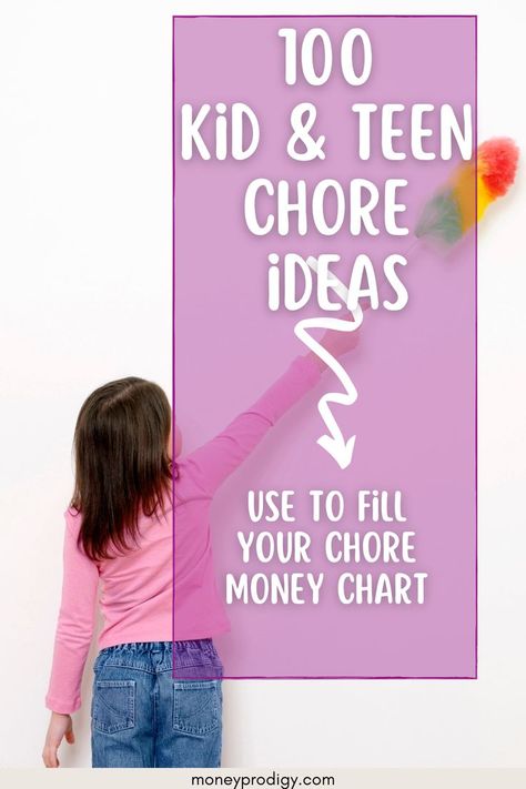 100 house chores for kids -- ideas for both paid chores and non-paid chores. An awesome list of 100 chores for kids and teens to do around the house. And then, 100 chore projects for kids to do for money! Super helpful. #chores #teenchores #kidchores Budgeting For Teens, Money Activities For Kids, Kids Allowance, Goal Setting For Kids, Teaching Kids Money, Kids Money Management, Kids Life Skills, Kids Saving Money, Chore Ideas