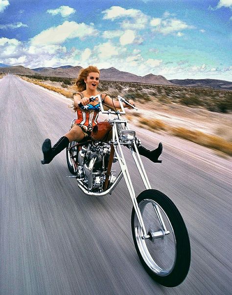 "Easy Rider" Ann Margaret. The Swedish born actress has owned a series of motorcycles, and said "When I saw The Wild Ones with Marlon Brando, it just blew me away. I had to have a motorcycle. My father owned an Indian motorcycle, so he really couldn’t say anything when I wanted one of my own.” Douglas Kirkland, Motorbike Girl, Cb 750, Ann Margret, Hollywood Icons, Hot Bikes, Biker Life, Biker Chick, Bikes Girl