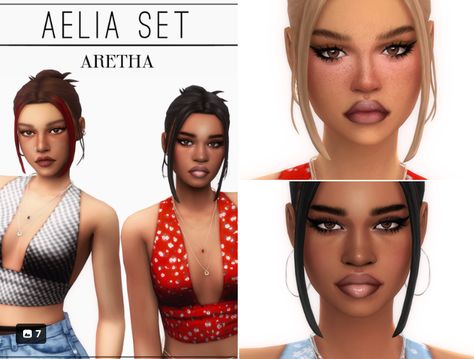 Two Aelia hair versions + flora top, dorothy necklace, dorothy rings and hair streak overlay for the sims 4, originally made by aretha (on patreon) Cc The Sims 4, Female Hairstyles, Hair Streaks, Sims Hair, Cc Sims, Sims 4 Cc, The Sims 4, Sims Cc, Bun Hairstyles