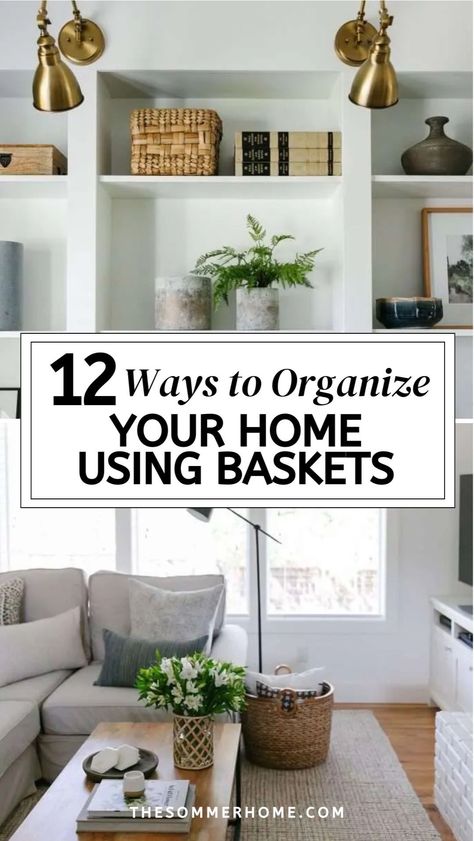 Looking for effective organization solutions? Our guide on Storage Ideas With Baskets provides inspiration on What To Use Baskets For, making the most of every inch of your home. Explore Basket Uses Organizing Ideas that will help you achieve a beautifully organized and functional space with the versatility of baskets. Basket Decorating Ideas, Wicker Basket Decor Ideas, Basket Decor Ideas, Ways To Organize Your Home, Laundry Room Baskets, Linen Closet Storage, Bathroom Basket Storage, Basket Decor, Organize Your Home