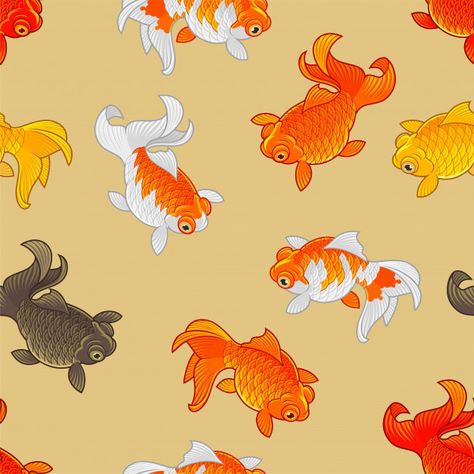 Gold Fish Wallpaper, Goldfish Art Illustrations, Gold Fish Drawing, Goldfish Cute, Goldfish Species, Chinese New Year Wallpaper, Goldfish Art, Golden Fish, Carpe Koi