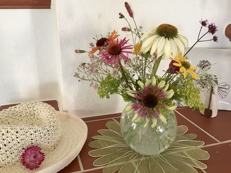 In a Vase on Monday: The Sunhat Party 😃 Echinacea Arrangement, Echinacea Bouquet, Dried Echinacea, Yellow Echinacea, Echinacea Cheyenne Spirit, Echinacea Green Jewel, Baby Swan, Everlasting Flowers, Sun Hats