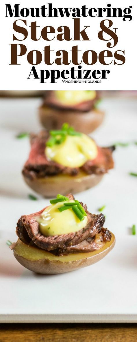 Mouthwatering Steak and Potatoes Appetizer Appetizer Potatoes, Steak And Potatoes, Potato Appetizers, Elegant Appetizers, Fingerfood Party, Think Food, Finger Food Appetizers, Party Food Appetizers, Yummy Appetizers