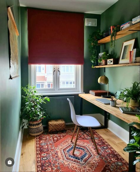 Green Office Ideas, Dark Green Office, Green Home Offices, Elegant Home Office, Green Office, Home Office Setup, Elegant Homes, Home Office Design, Office Ideas