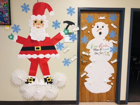 Dear Santa where do Icepacks come from.... why frosty of course January Door Decorations, Winter Door Decorations Classroom, Door Decorations Classroom Christmas, Classroom Christmas Decorations, Christmas Classroom Door, Preschool Art Projects, Winter Door Decorations, St Patricks Day Crafts For Kids, Snowman Door