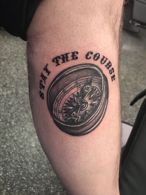 Stay The Course Tattoo, Hiking Compass Tattoo, Moral Compass Tattoo, Black And White Compass Tattoo, Rustic Compass Tattoo, Calf Tattoo, Fish Tattoos, Jesus Fish Tattoo, Black And Grey