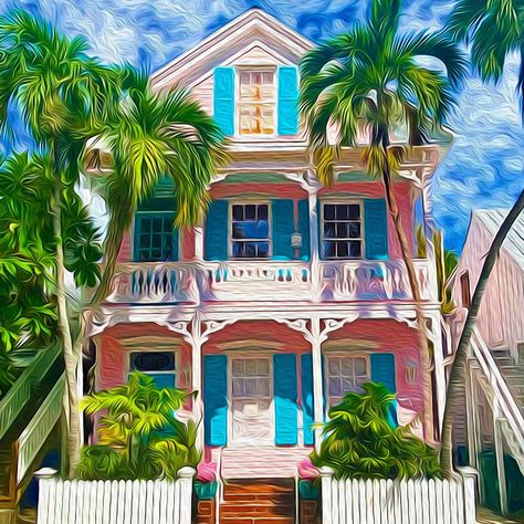 All Posts • Instagram Southern Houses, Key West Art, Quiet Summer, Case Creole, Key West Cottage, Key West House, West Home, West Art, Gallery Artwork