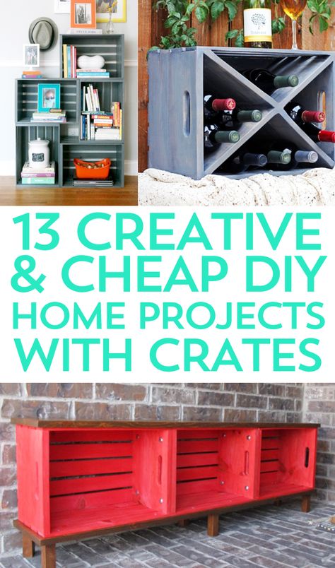 Crafts With Crates, Wooden Crates Crafts, Wooden Crates Projects, Crate Crafts, Crate Decor, Crate Diy, Crate Furniture Diy, Diy Home Projects, Crate Furniture