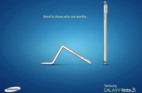 Bendgate Day 3: Best bendy iPhone 6 jokes to ease your pain Apple Vs Samsung, Samsung Note 3, Galaxy Note 3, Advertising Ads, Phone Design, Creative Ads, Print Ad, Creative Advertising, Samsung Note