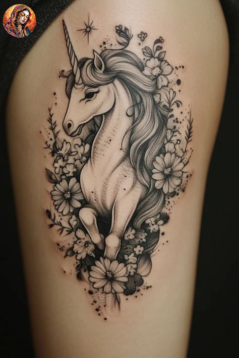 Unicorn Tattoo Ideas, Unicorn Tattoo Designs, Unicorn Tattoos, Magic Tattoo, Religious People, Gothic Fantasy Art, Fantasy Lovers, Tattoo Designs For Women, Animal Tattoos