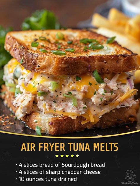 Rena Silva Creamy Tuna Salad, Air Fryer French Toast Sticks, Air Fryer Tuna, Air Fryer French Toast, Tuna Melt Sandwich, Tuna Melt Recipe, Pineapple Delight, Crispy Bread, Melt Recipe