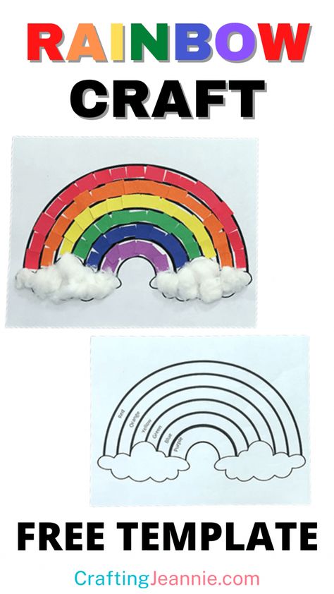 Pre K Rainbow Crafts, Rainbow Craft For Preschool, Rainbow Art For Preschool, Rainbow Craft Kindergarten, Rainbow Crafts Preschool Printables, Rainbow Paper Craft, Rainbow Activities Preschool Printables, Rainbow Art Preschool, Rainbow Preschool Activities Free Printables