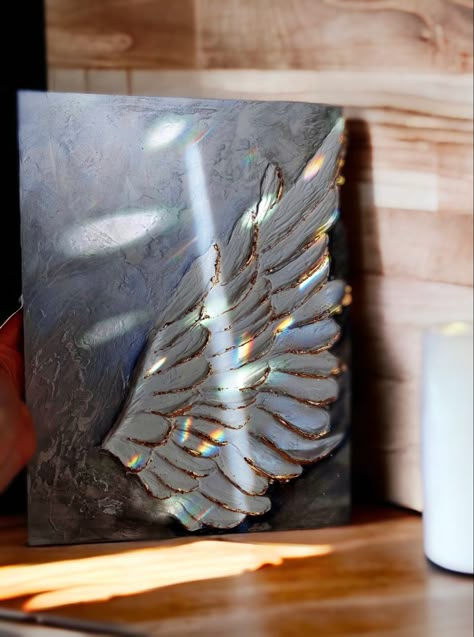 Canvas Sculpture Art, Wing Painting, Angel Wings Painting, Markers Drawing Ideas, Farmhouse Tile Shower Ideas, Farmhouse Tile Shower, Drywall Art, Whimsical Art Paintings, Farmhouse Tile