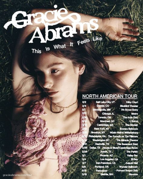 gracie abrams’s Instagram post: “a literal TOUR ……… i’ve been waiting to play this music for so long this feels like a joke i CANT WAIT TO BE WITH YOU tickets go on sale…” This Is What It Feels Like Gracie Abrams Poster, Gracie Abrams Feels Like Poster, Gracie Abrams Tour Poster, Gracie Abrams This Is What It Feels Like, Gracie Abrams Aesthetic Poster, This Is What It Feels Like Gracie Abrams, Gracie Abrams Prints, Gracie Abrams Music, Gracie Abrams Poster