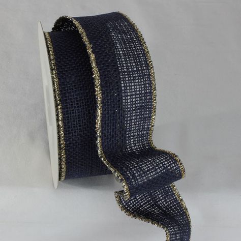 Free 2-day shipping. Buy Blue and Gold Colored Wired Edge Burlap Ribbon 2" x 11 Yards at Walmart.com Bows Wreaths, Colored Burlap, Navy Blue And Gold, Floral Wreaths, Wreaths And Garlands, Christmas Central, How To Make Ribbon, Burlap Ribbon, Wreath Bow