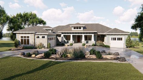 Trayed Ceiling, Advanced House Plans, 2 Bed House, Unique House Plans, Grand Entry, Prairie House, Lake House Plans, Bungalow Style, Bed House