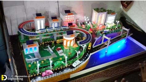 City Model For School Project, Smart City Ideas, Science Project Models, Science Exhibition Projects, Science Exhibition, Civil Engineering Projects, Project Topics, Geotechnical Engineering, Creative School Project Ideas