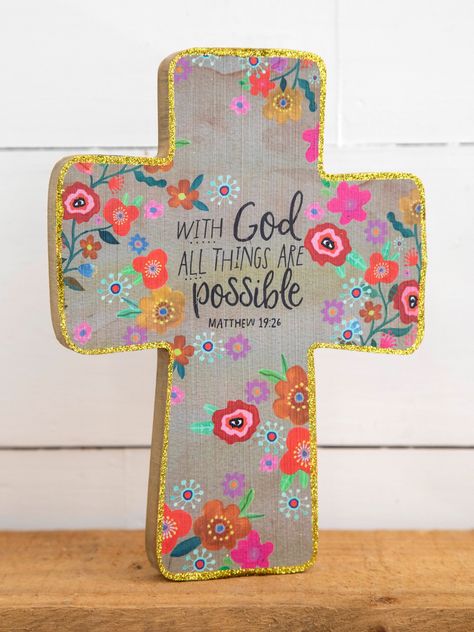 With God Wood Cross-view 1 Sewing Station, Colorful Stationery, Birthday Presents For Friends, Wooden Crosses, Prayer Box, Cross Art, Wood Cross, Paper Diy, Wood Crosses