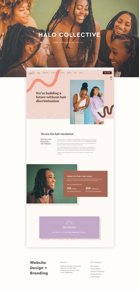 Halo Collective Campaign Website + Branding on Behance Non Profit Website Design, Charity Website Design, Club Website Design, Healthcare Website Design, Nonprofit Website Design, Campaign Website, Corporate Sponsorship, Kids Charity, Ocean Pastel