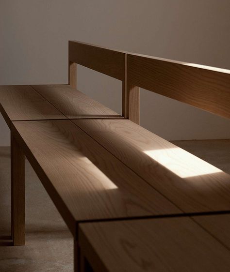 Bg House, Wood Bench Design, Minimalist Wood Furniture, Church Furniture, Japanese Furniture, Timber Furniture, Plywood Furniture, Gifu, Furniture Hacks