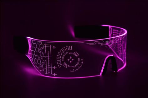 Future Technology Aesthetic, Cyberpunk Led Glasses, Cyberpunk Glasses, Futuristic Glasses, Sci Fi Outfit, Technology Design Graphic, Visor Glasses, Led Glasses, Sci Fi Character Design