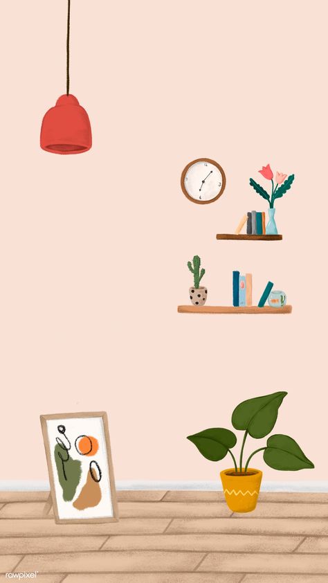 House interior mobile phone wallpaper sketch style vector | premium image by rawpixel.com / Noon Cute Room Illustration, Interior Design Illustration, Watercolor Pattern Background, Mobile Phone Wallpaper, House Wallpaper, Handy Wallpaper, Silhouette Painting, Wooden Cabinet, Interior Sketch