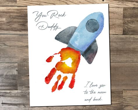 Father’s Day Arts And Crafts Toddler, Baby Art Crafts, Diy Father's Day Crafts, Dad Crafts, Rocket Space, Maluchy Montessori, Fathers Day Art, Baby Art Projects, Toddler Arts And Crafts