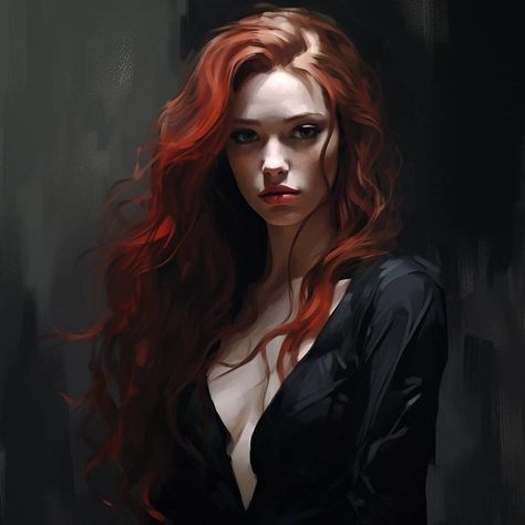 Redhead Art, Female Vampire, Woman In Black, Long Red Hair, Feminine Art, Fantasy Aesthetic, Long Red, Lifestyle Tips, Female Character Design