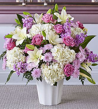 Lily Arrangement, White Arrangement, Floor Basket, Sympathy Floral, Flower Factory, Flowers Basket, Sympathy Arrangements, Floor Baskets, Casket Sprays