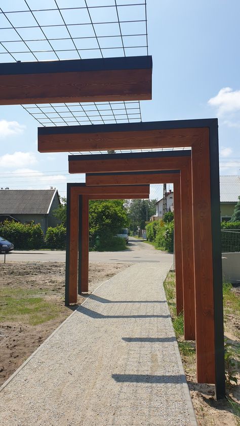 Modern Arbor, Patio Covering, Wisteria Trellis, Metal Arbor, Grape Arbor, Planter Trellis, Healing Garden, Timber Beams, Raised Planter