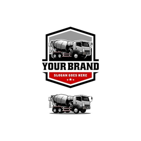 Cement Logo, Dump Truck Logo Design Ideas, Concrete Truck Logo, Crane Logo, Truck Company Logo, Semi Truck Logo Design Ideas, Vehicle Illustration, Truck Logo, Cement Mixer Truck