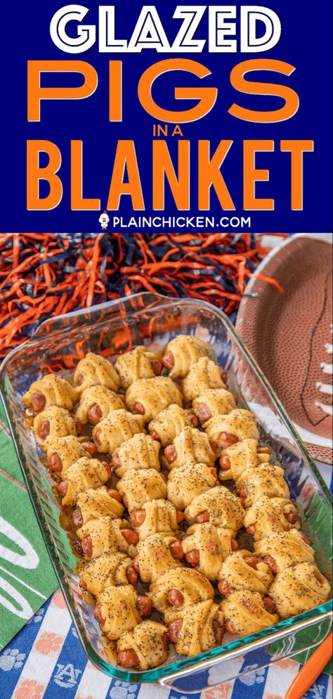 Glazed Pigs In A Blanket, Little Smokies, Sugar Glaze, Tailgate Food, Pigs In A Blanket, Recipes Appetizers And Snacks, Dinner Appetizers, Finger Food Appetizers, Football Food