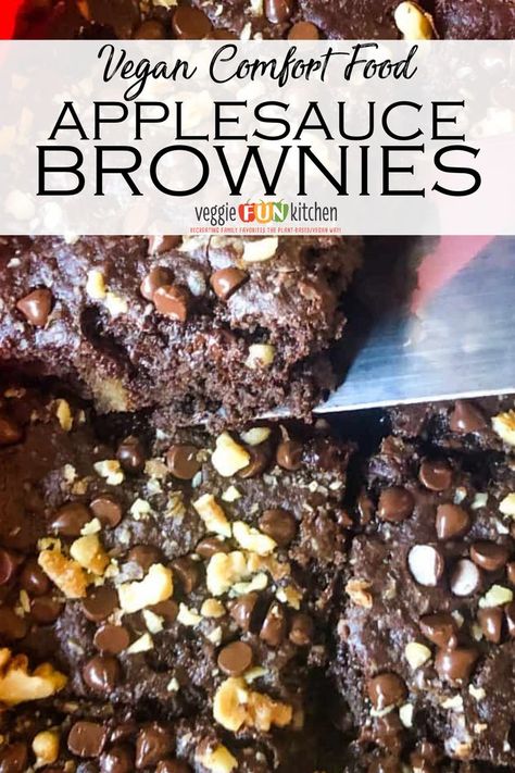 Brownies With Applesauce, Vegan Applesauce, Applesauce Brownies, Recipe Using Applesauce, Vegan Brownies Easy, Vegan Chocolate Chips, Vegan Brownies Recipe, Vegan Chocolate Recipes, Brownie Recipes Healthy