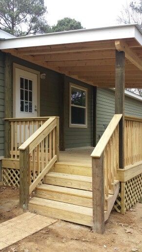 Trailer Porch Ideas Single Wide, Single Wide Front Porch, Trailer House Porch Ideas Single Wide, Mobile Home Decks And Porches Single Wide, Side Porch Addition, Trailer House Porch Ideas, Front Porch Deck Ideas, Trailer Porch, Mobile Home Porches