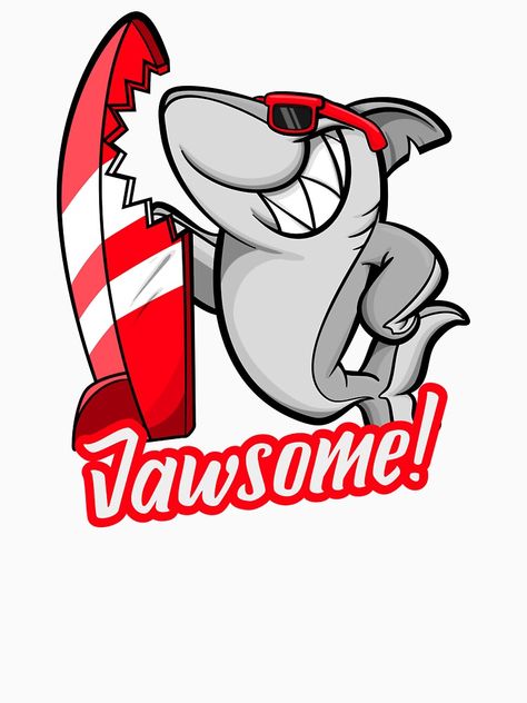 "Shark Jawsome Cartoon" T-shirt by bubble-bulb | Redbubble Tiki Cartoon, Cartoon Sharks, Shark Cartoon, Frozen Invitations, Big Shark, Gallery Wallpaper, Kids Print, Cartoon T Shirt, Art Gallery Wallpaper