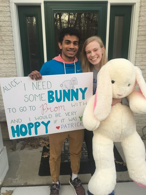 Easter Promposal, Glee Promposal, Bad Bunny Hoco Proposal, Asking To Prom Ideas For Guys, Bunny Hoco Proposal, Animal Promposal, Wofo Posters, Will You Go To The Dance With Me Ideas, Sweethearts Poster Ideas