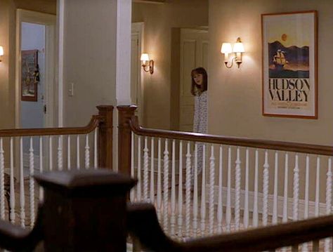 Square Stairs, Stepmom Movie, Peeking Around The Corner, Stairs Hallway, Interior Design Competition, Old Fashioned House, Ed Harris, Upstairs Landing, Second Floor Landing