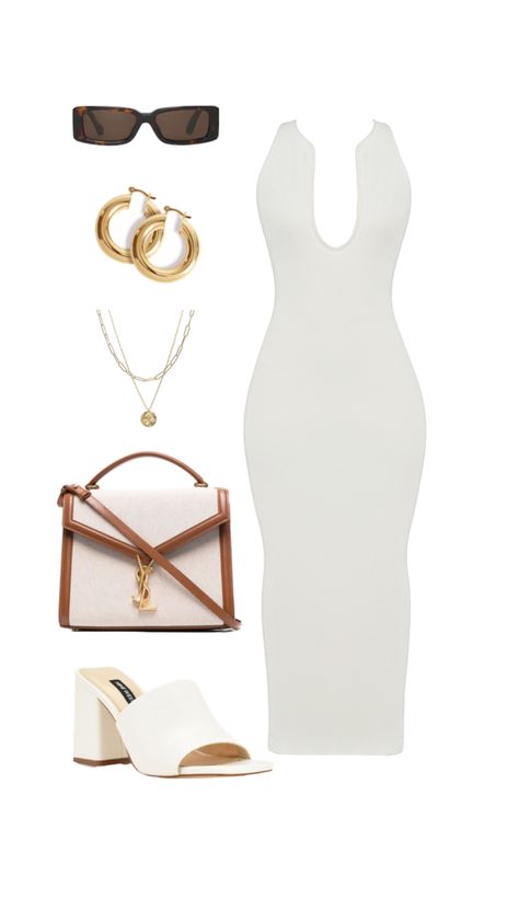 European Summer Vacation Outfit Idea #europe #europeansummer #eurosummer #summerwedding #outfit #outfitinspo #wedding #weddingstyle #springstyle #monaco #elegant Rich Vacation Aesthetic Outfit, Luxury Summer Vacation Slip Dress, Luxury White Bags With Summer Dresses 2022, Monaco Summer Aesthetic, Monaco Outfit Summer, Monaco Outfit, Euro Summer Black Women, Europe Outfits Summer, European Outfits