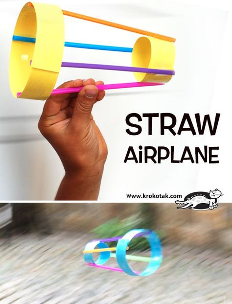 krokotak | Straw Airplane Straw Airplane Stem, Straw Airplane Craft, Straw Activity For Kids, Travel Crafts For Kids, Straw Airplane, Straw Activities, Airplane Craft, Straw Rocket, Coloring Pages Easter