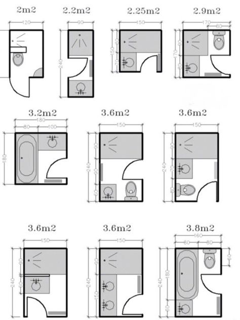 https://flic.kr/p/2e5k8xu | Small bathroom layouts, interior design | www.pickcomfort.com   You are free to:   Share — copy and redistribute the material in any medium or format   Adapt — remix, transform, and build upon the material for any purpose, even commercially.   You must give appropriate credit and provide a link to www.pickcomfort.com. Small Bathroom Floor Plans, Small Bathroom Plans, Drømme Bad, Bathroom Layout Plans, Small Shower Room, Small Bathroom Layout, Bathroom Layouts, Bathroom Dimensions, Bathroom Design Layout