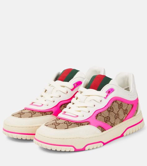 Gucci Re-Web leather sneakers in white - Gucci | Mytheresa Sneakers Gucci, Spring Sunglasses, Minimal Shoes, Gucci Shoes Sneakers, Bridal Bag, Gucci Sneakers, Luxury Crossbody, Classic Bags, Latest Sneakers