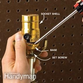 How to Repair a Table Lamp  With a handful of parts and about a half-hour you can safely fix almost any lamp. Lamp Repair, Lamp Redo, Diy Table Lamp, Lamp Wire, Lamp Makeover, Lamp Switch, Lamp Cord, Family Handyman, Diy Home Repair