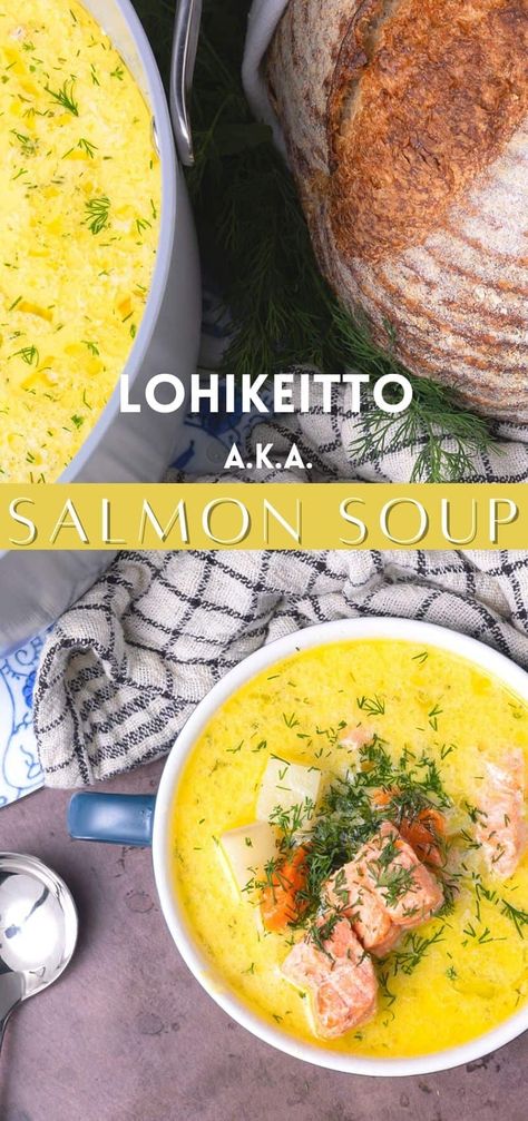 Finnish Salmon Soup, Last Minute Meals, Salmon Chowder Recipe, Pho Soup Recipe, Cinnamon Apple Bread, Salmon Soup, Salmon Chowder, Light Fish, Fish Chowder