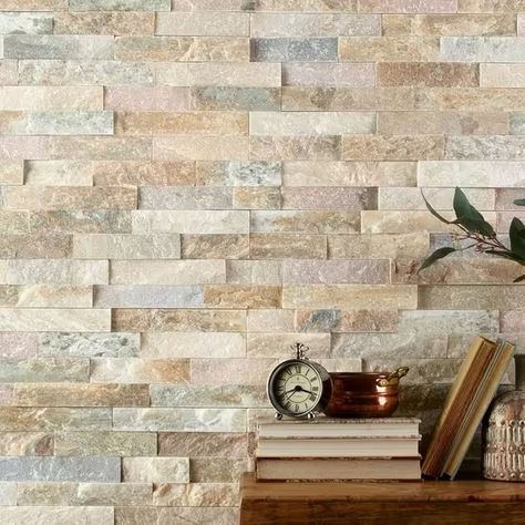 Boardwalk Slate Ledger Panel Stacked Stone Panels, Patio Areas, Stone Wall Panels, Feature Wall Living Room, Floor And Decor, Pvc Wall Panels, Stone Panels, Corner Fireplace, Earth Tone Colors